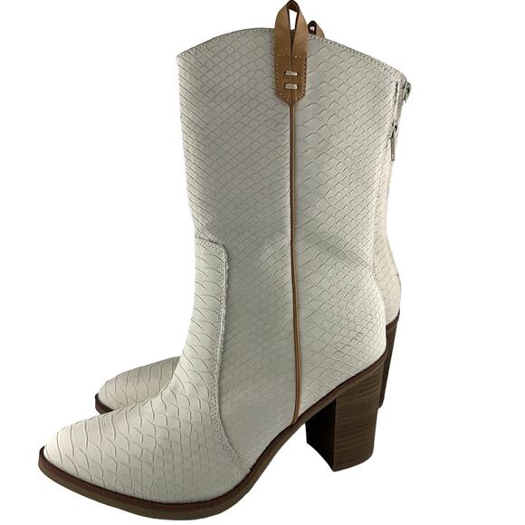 MIA Raylyn Western Boot Size 8 Ivory Snake print faux leather NWT - Picture 3 of 5